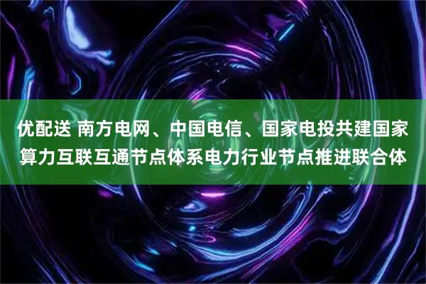 优配送 南方电网、中国电信、国家电投共建国家算力互联互通节点体系电力行业节点推进联合体